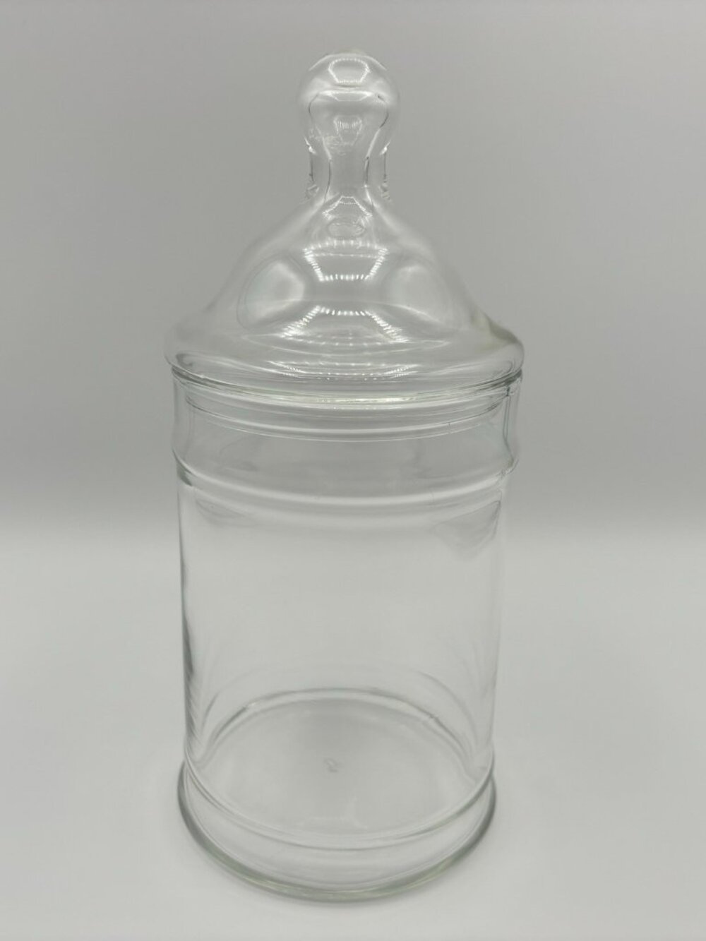 Vintage Anchor Hocking Clear Apothecary Jar Circus Tent Top Lid Bathroom Vanity